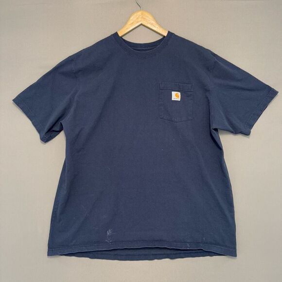Carhartt Blue Short Sleeve Pocket T-Shirt Size XL Loose Fit Workwear Style - Picture 1 of 10